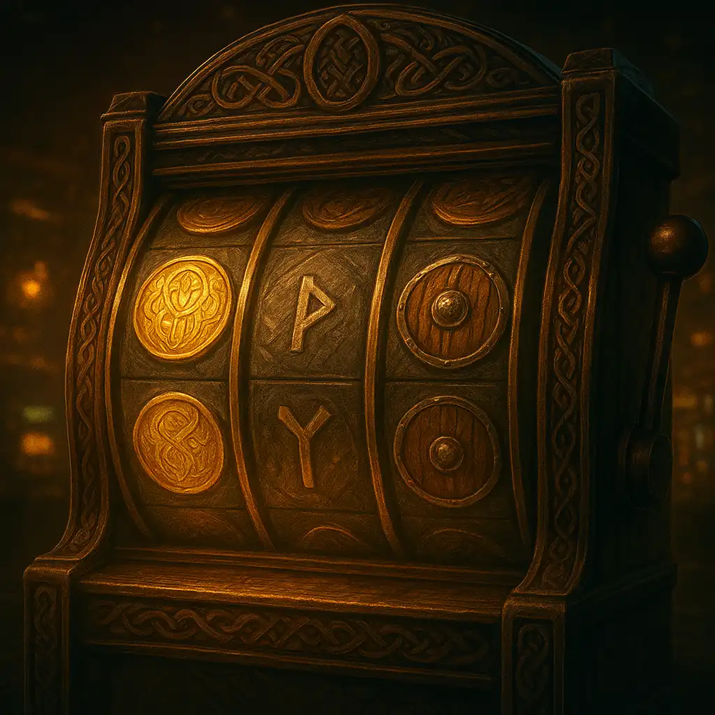 Norse themed slot machine reels bursting with gold coins